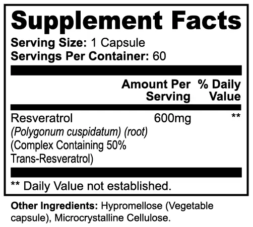 Resveratrol 50% 600mg EPSINIA USA