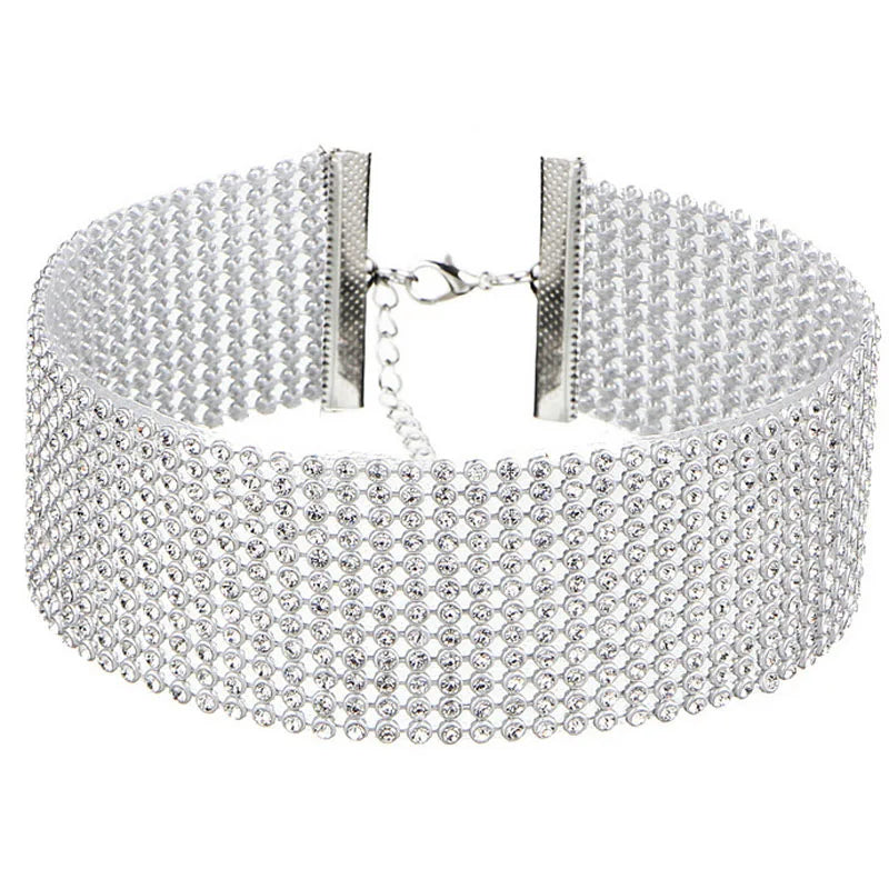 EPSINIA “Luxe Chain” Necklace — European Punk-Inspired Rhinestone Choker, 2025 Trend Jewelry
