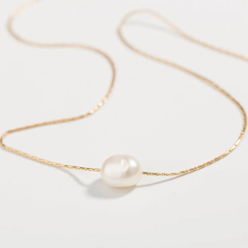 EPSINIA “Éclat Pearl” Necklace — 2-Layer 316L Stainless Steel Choker with Natural Freshwater Pearls