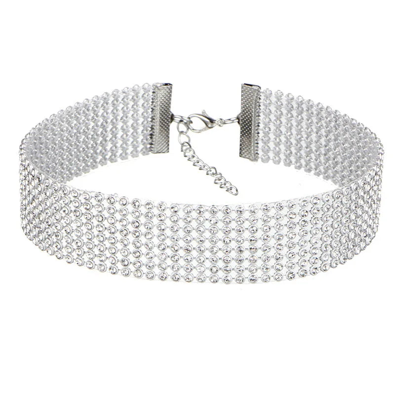 EPSINIA “Luxe Chain” Necklace — European Punk-Inspired Rhinestone Choker, 2025 Trend Jewelry