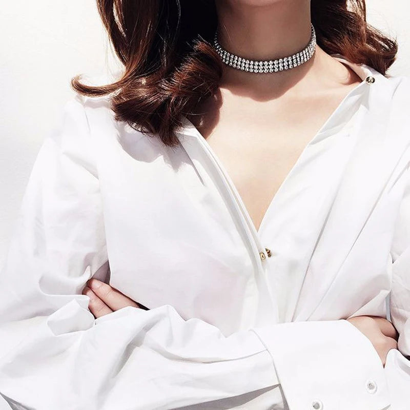 EPSINIA “Luxe Chain” Necklace — European Punk-Inspired Rhinestone Choker, 2025 Trend Jewelry