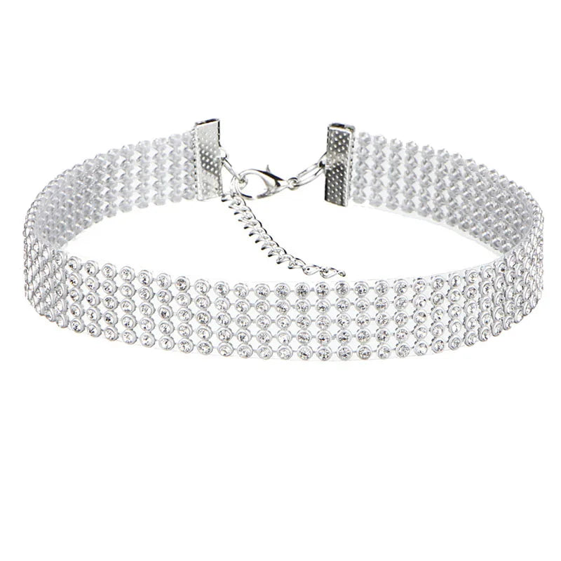 EPSINIA “Luxe Chain” Necklace — European Punk-Inspired Rhinestone Choker, 2025 Trend Jewelry