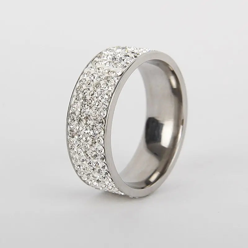 EPSINIA™ “Eterna” Ring — Unisex Stainless Steel Band with Crystal Rhinestones · Luxury Wedding & Engagement Jewelry (Sizes 7-12)