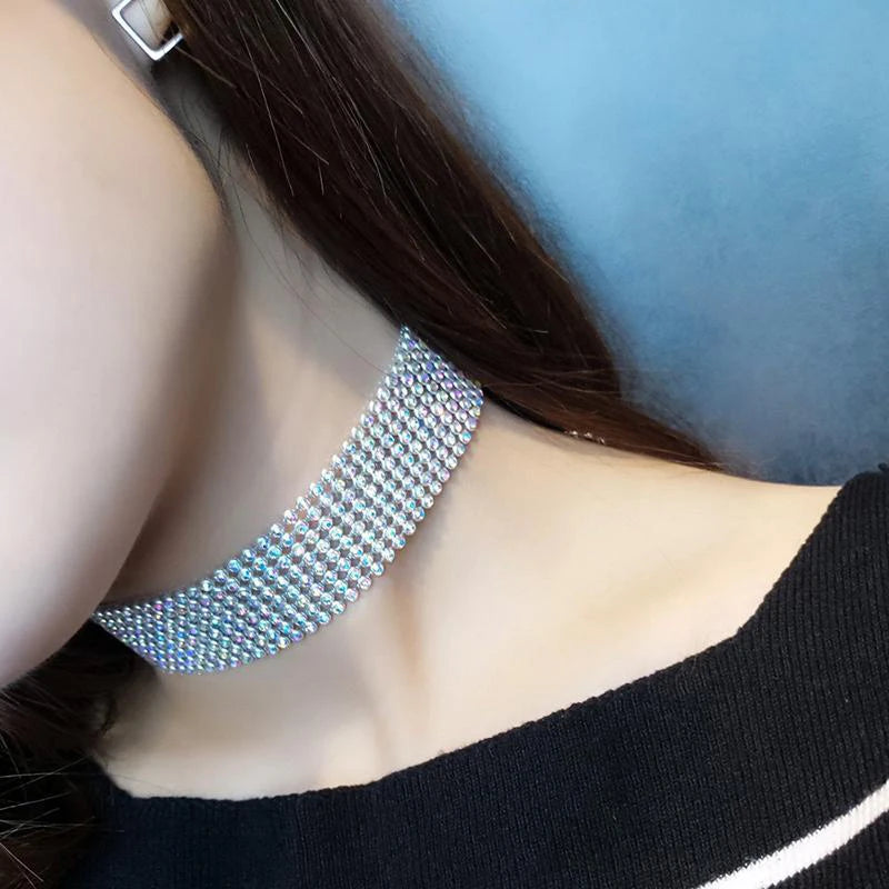 EPSINIA “Luxe Chain” Necklace — European Punk-Inspired Rhinestone Choker, 2025 Trend Jewelry
