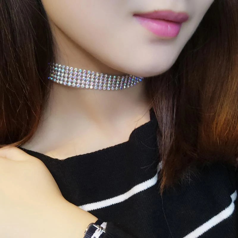 EPSINIA “Luxe Chain” Necklace — European Punk-Inspired Rhinestone Choker, 2025 Trend Jewelry