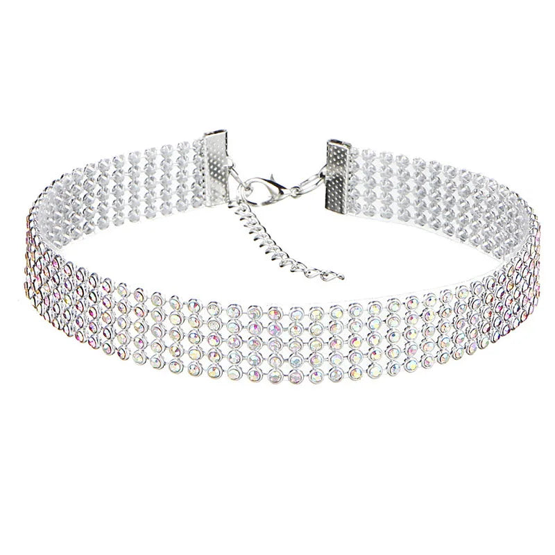 EPSINIA “Luxe Chain” Necklace — European Punk-Inspired Rhinestone Choker, 2025 Trend Jewelry