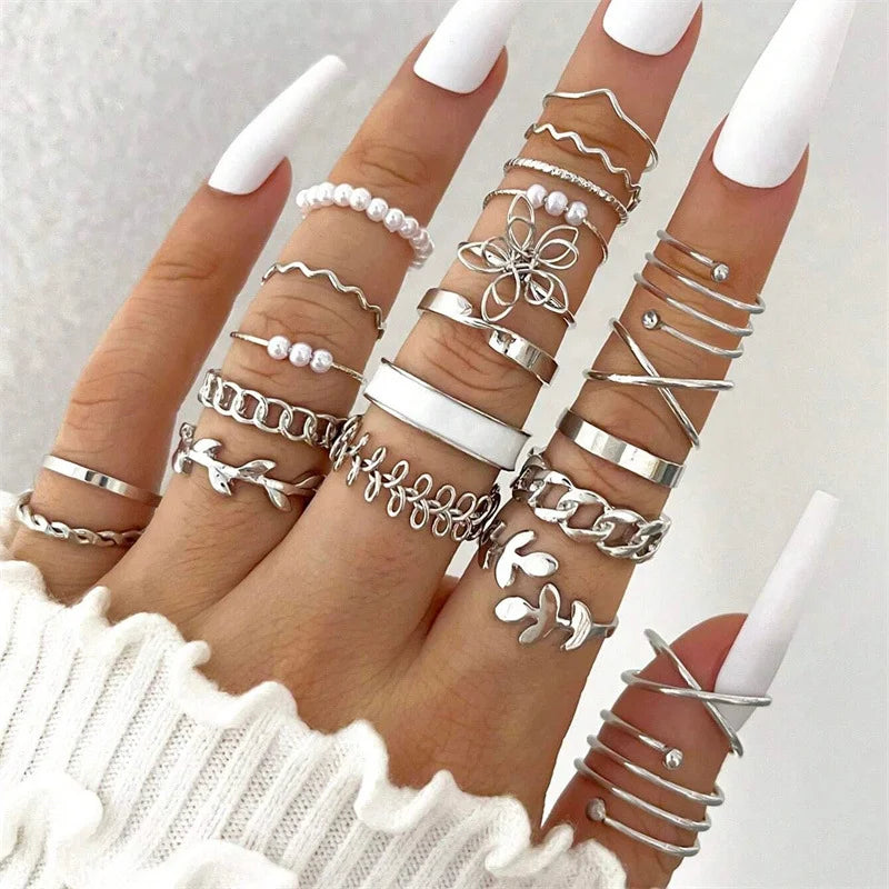 EPSINIA™ “Nova Set” — 12-Piece Gold Irregular Geometric Open Rings Set · Adjustable Metal Knuckle Jewelry for Women & Men