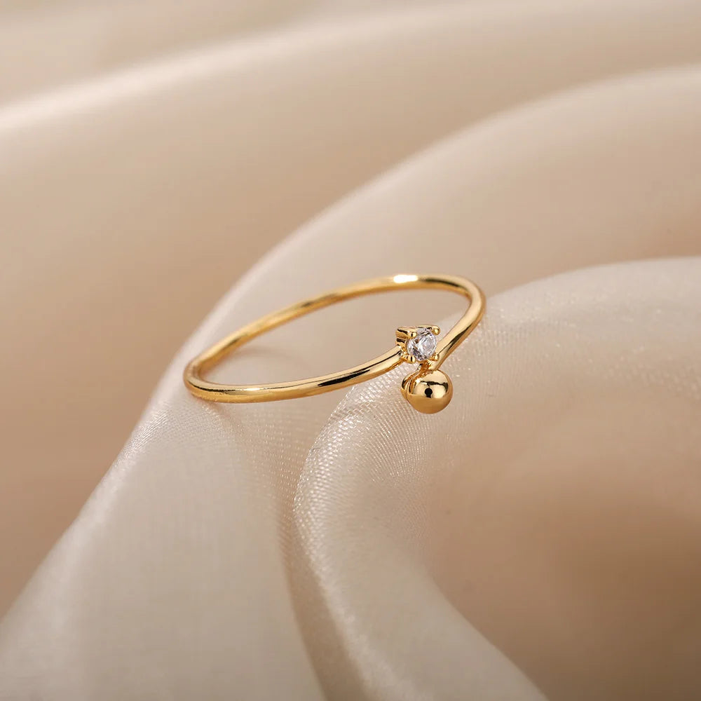 EPSINIA™ “Lumière” Ring — Tiny Beaded Stainless Steel Band with Cubic Zirconia · Elegant Wedding & Engagement Jewelry Gift for Women