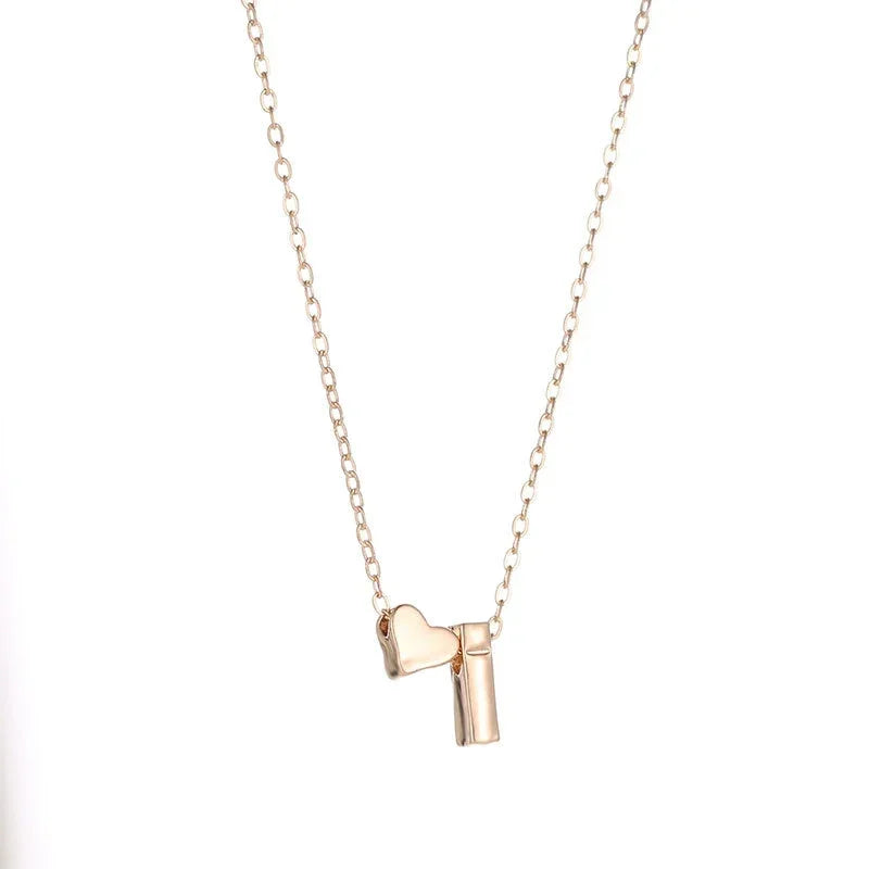 EPSINIA “Initial Heart” Necklace — Dainty Gold & Silver Letter Pendant Choker for Women