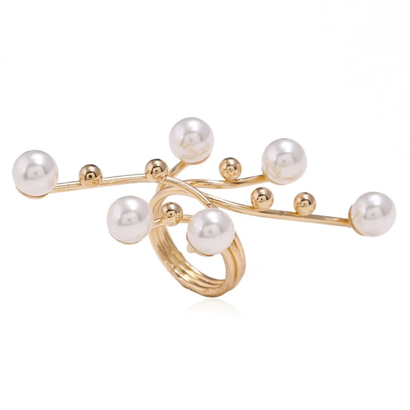 EPSINIA™ “Luna Pearl” Ring — Double-Layer Adjustable Statement Ring with Large Imitation Pearl · Elegant Women’s Fashion Jewelry