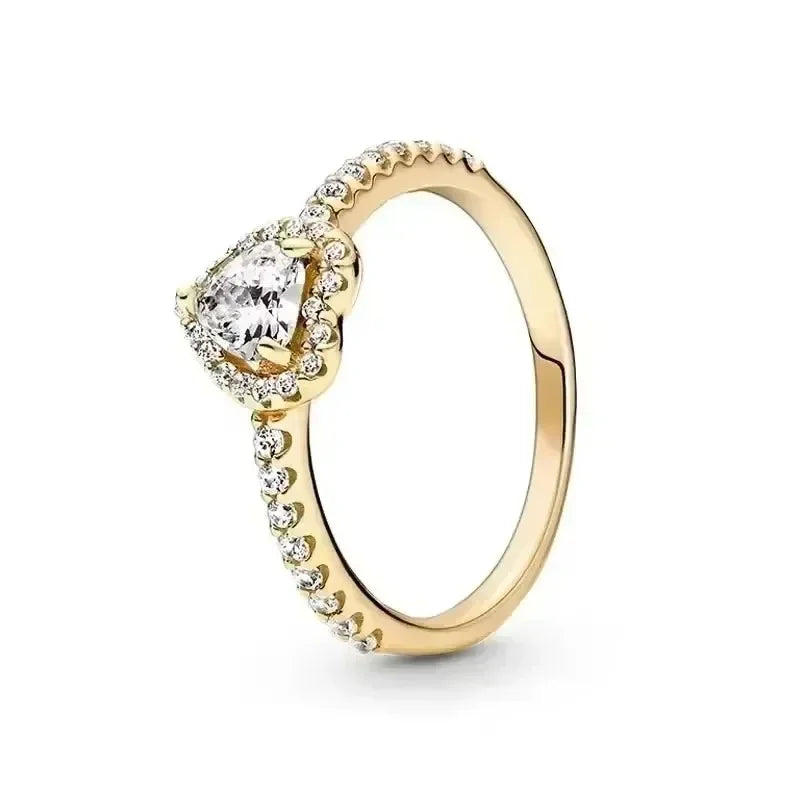 EPSINIA™ “Royal Heart” Ring — 925 Sterling Silver Gold-Plated Heart Crown Ring · Sparkling Zircon Fine Jewelry Gift
