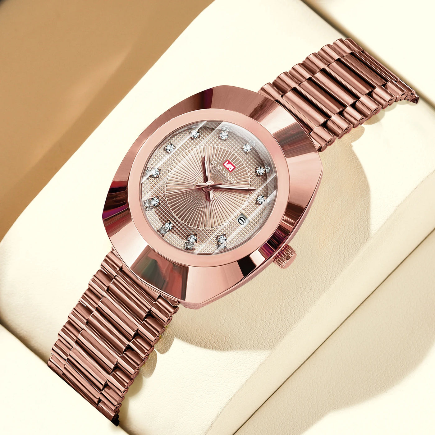 2024 New Women Oval Watch 34mm Stainless Steel Quartz Movement Brand Luxury Water Diamond Gold Black Casual Dress Banquet Watch