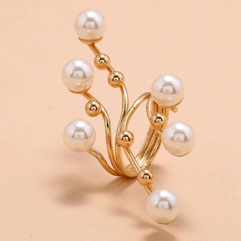 EPSINIA™ “Luna Pearl” Ring — Double-Layer Adjustable Statement Ring with Large Imitation Pearl · Elegant Women’s Fashion Jewelry