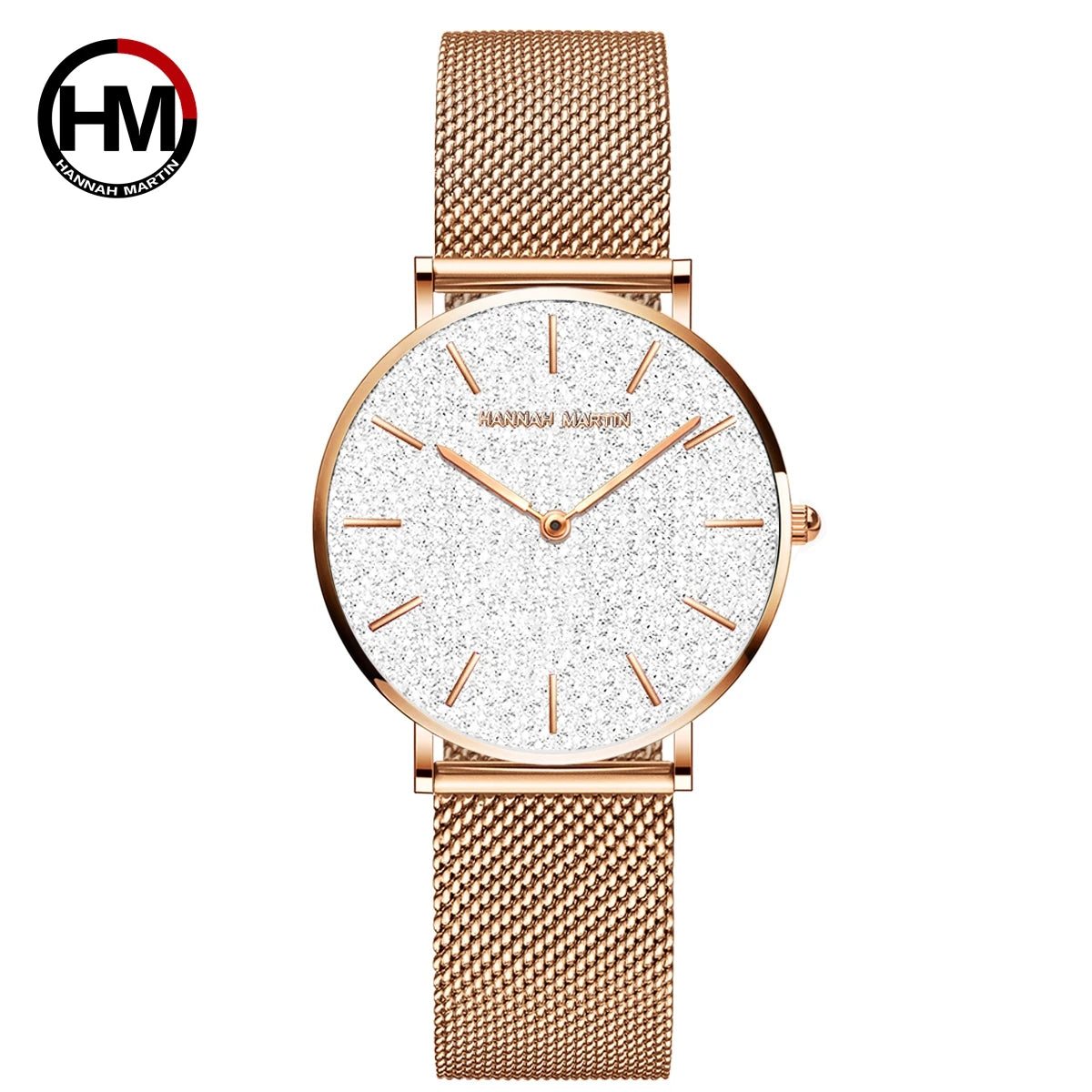HANNAH MARTIN Brand Quality Stainless Steel Japan Quartz Movement Waterproof Women 36mm Full Rose Gold Ladies Dropshipping Watch