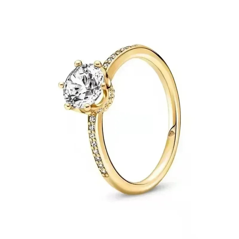 EPSINIA™ “Crown Heart” Ring — 925 Sterling Silver Gold-Plated Heart Crown Ring · Sparkling Charm Jewelry Gift for Women