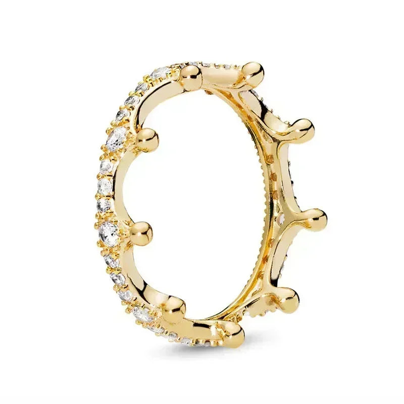 EPSINIA™ “Royal Heart” Ring — 925 Sterling Silver Gold-Plated Heart Crown Ring · Sparkling Zircon Fine Jewelry Gift