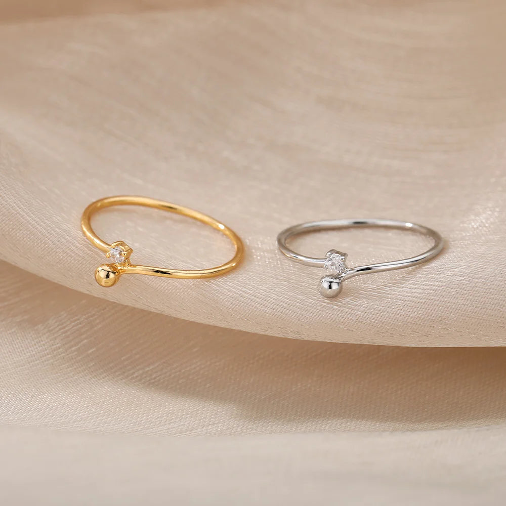 EPSINIA™ “Lumière” Ring — Tiny Beaded Stainless Steel Band with Cubic Zirconia · Elegant Wedding & Engagement Jewelry Gift for Women