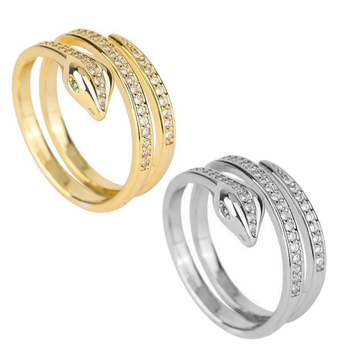 EPSINIA™ “Serpentis” Ring — Vintage Stainless Steel Snake Design · Adjustable Zircon Ring for Men & Women · Punk Hip-Hop Jewelry Gift