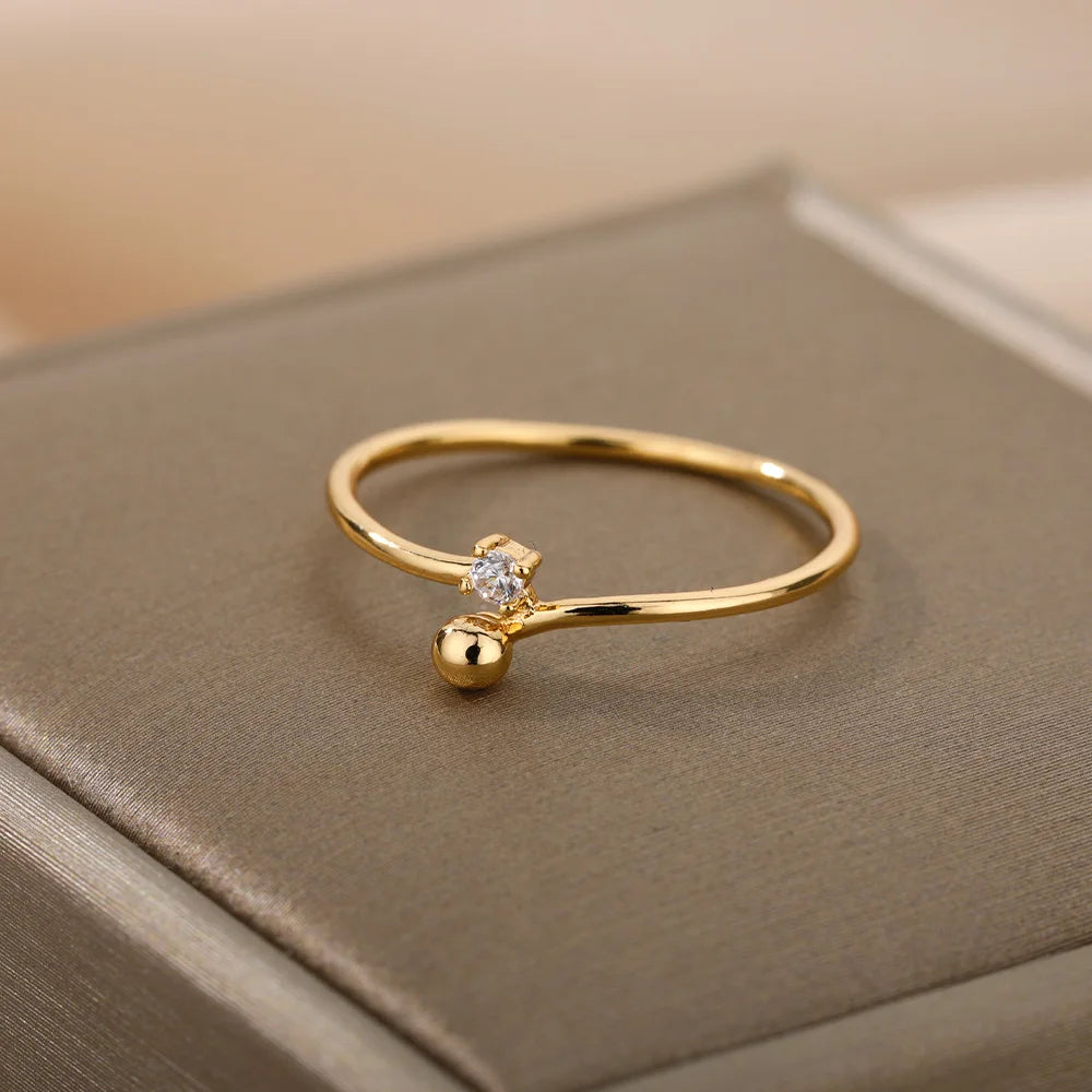 EPSINIA™ “Lumière” Ring — Tiny Beaded Stainless Steel Band with Cubic Zirconia · Elegant Wedding & Engagement Jewelry Gift for Women