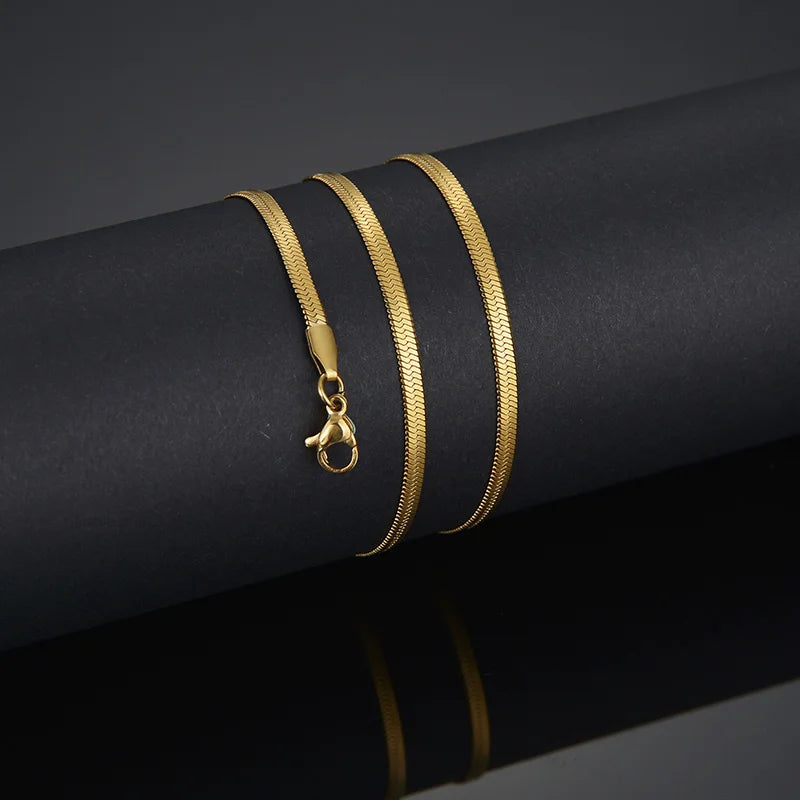 EPSINIA “Serpentine” Necklace — Unisex Gold Stainless Steel Snake Chain