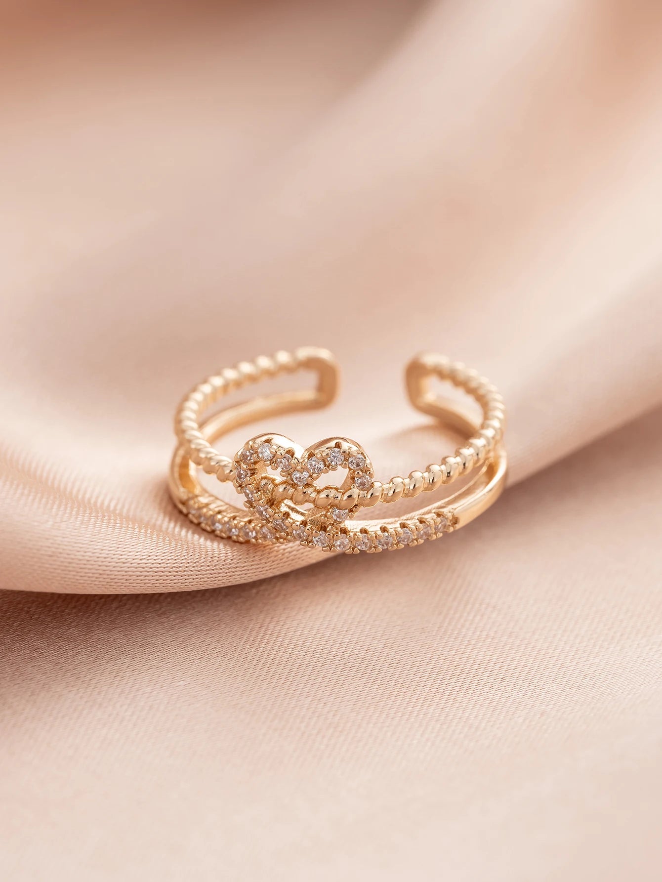 EPSINIA™ “Twin Hearts” Ring — Minimalist Gold-Plated Copper Ring with Cubic Zirconia Double Heart Design · Elegant Jewelry for Women