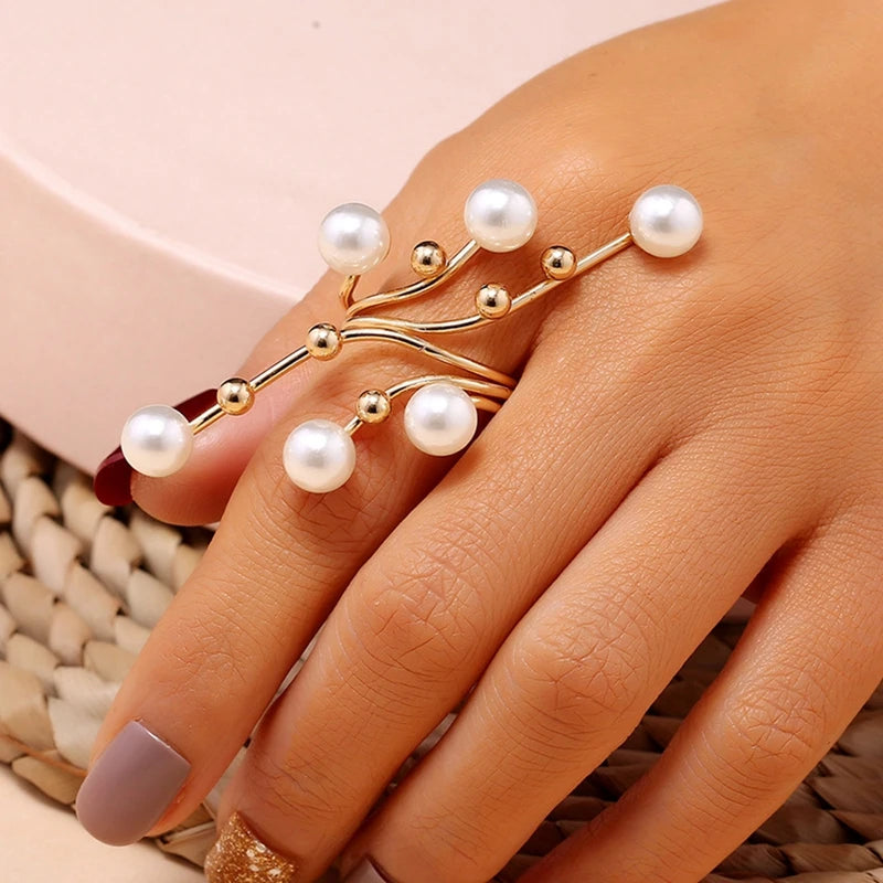 EPSINIA™ “Luna Pearl” Ring — Double-Layer Adjustable Statement Ring with Large Imitation Pearl · Elegant Women’s Fashion Jewelry