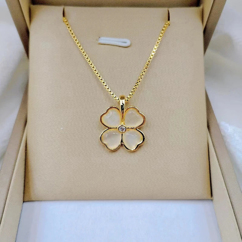 EPSINIA “Fleur d’Amour” Necklace — Light Luxury Stainless Steel Clavicle Chain