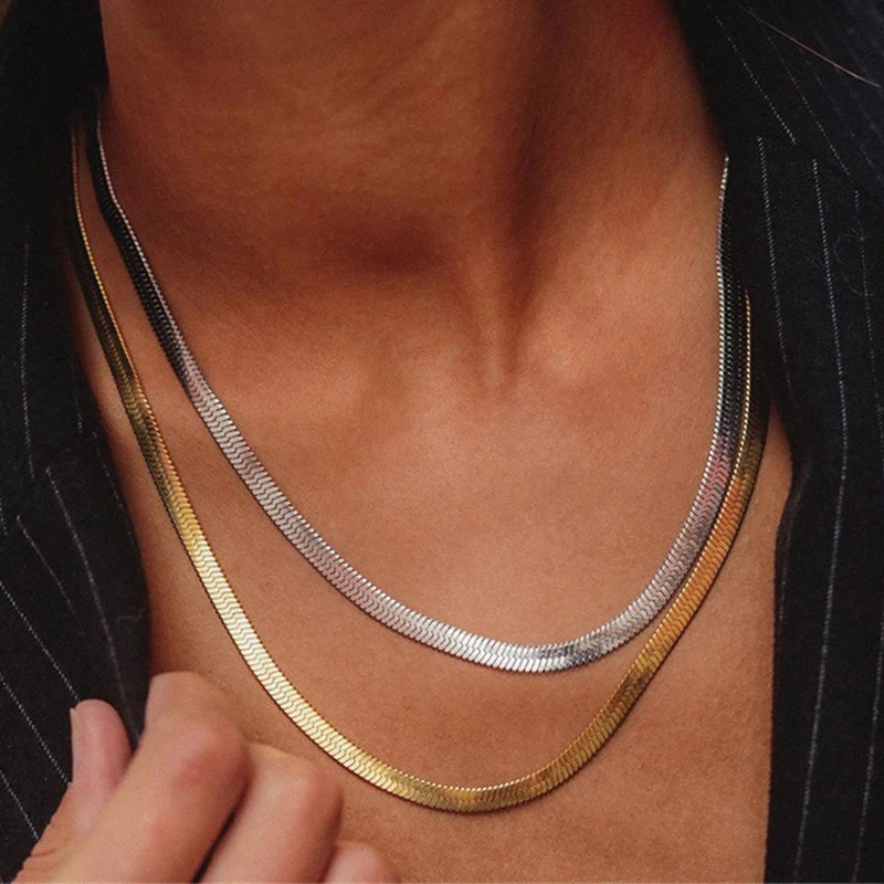 EPSINIA “Serpentine” Necklace — Unisex Gold Stainless Steel Snake Chain