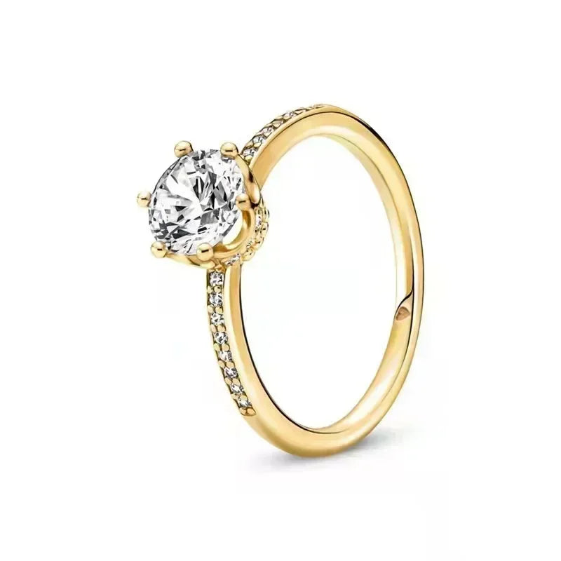EPSINIA™ “Royal Heart” Ring — 925 Sterling Silver Gold-Plated Heart Crown Ring · Sparkling Zircon Fine Jewelry Gift