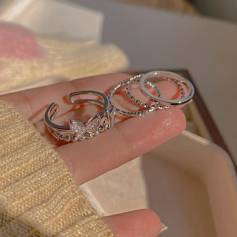 EPSINIA™ “Wave Leaf” Set — 11-Piece Geometric Hollow Ring Collection · Minimalist Gold Knuckle & Band Rings for Women and Men