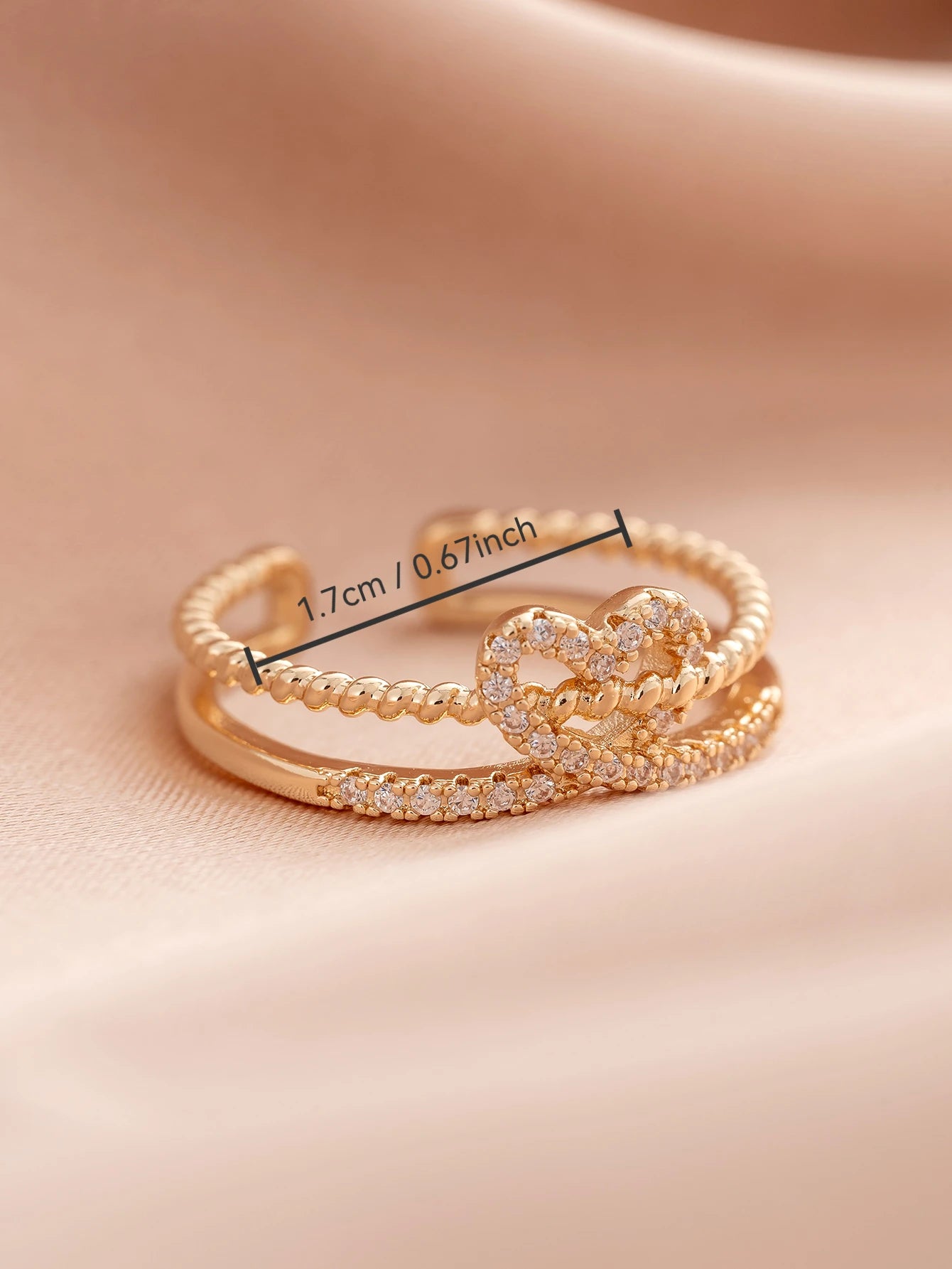 EPSINIA™ “Twin Hearts” Ring — Minimalist Gold-Plated Copper Ring with Cubic Zirconia Double Heart Design · Elegant Jewelry for Women