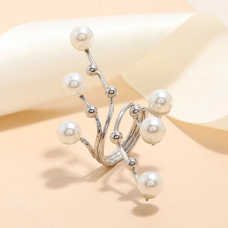 EPSINIA™ “Luna Pearl” Ring — Double-Layer Adjustable Statement Ring with Large Imitation Pearl · Elegant Women’s Fashion Jewelry