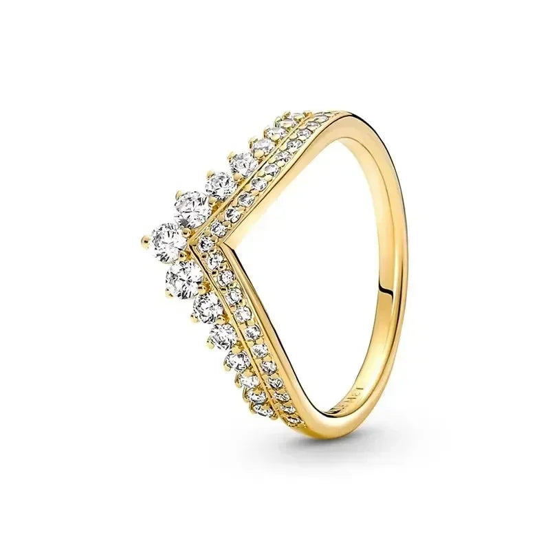 EPSINIA™ “Royal Heart” Ring — 925 Sterling Silver Gold-Plated Heart Crown Ring · Sparkling Zircon Fine Jewelry Gift