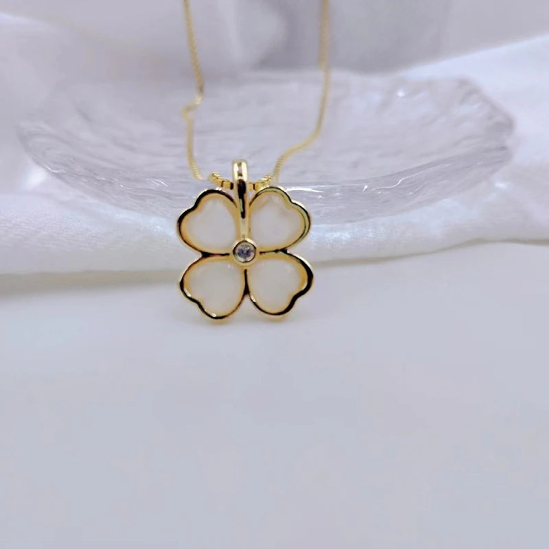 EPSINIA “Fleur d’Amour” Necklace — Light Luxury Stainless Steel Clavicle Chain