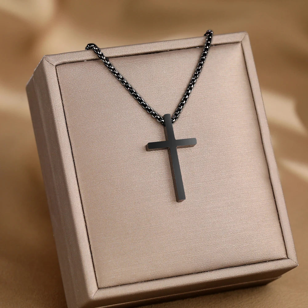 EPSINIA Cross Necklace — Unisex Stainless Steel Pendant, Minimal Y2K Streetwear Chain