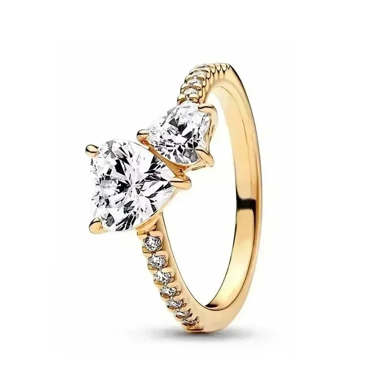 EPSINIA™ “Royal Heart” Ring — 925 Sterling Silver Gold-Plated Heart Crown Ring · Sparkling Zircon Fine Jewelry Gift