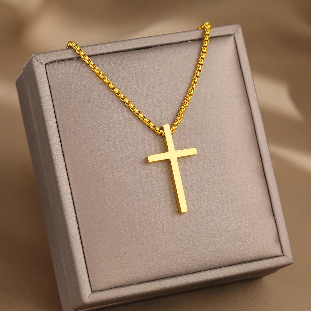 EPSINIA Cross Necklace — Unisex Stainless Steel Pendant, Minimal Y2K Streetwear Chain