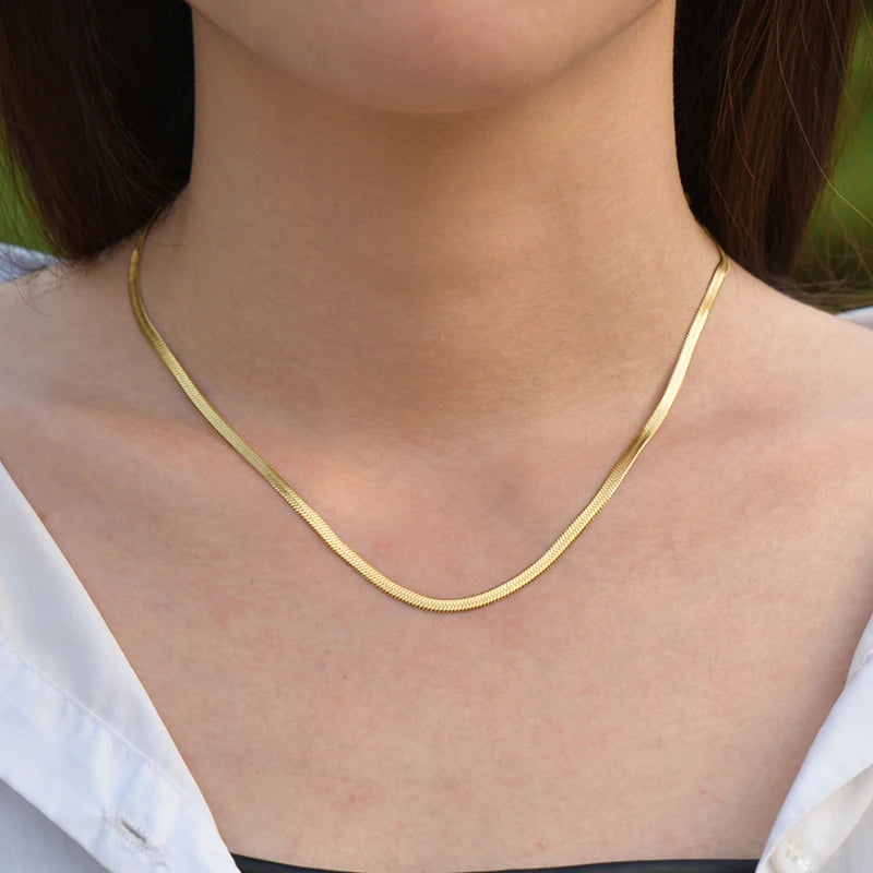 EPSINIA “Serpentine” Necklace — Unisex Gold Stainless Steel Snake Chain