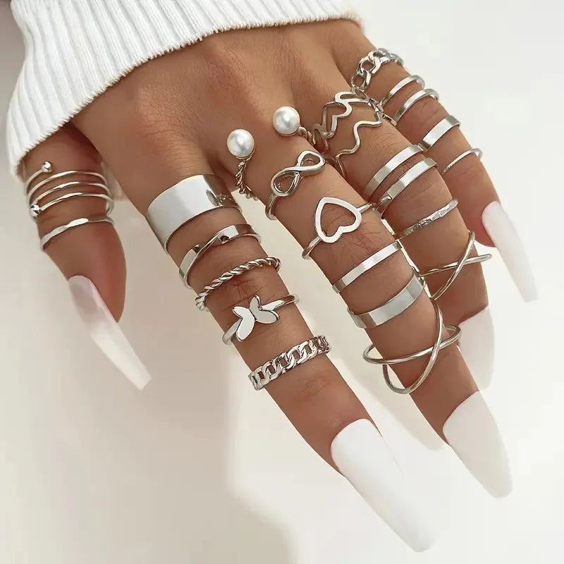 EPSINIA™ “Nova Set” — 12-Piece Gold Irregular Geometric Open Rings Set · Adjustable Metal Knuckle Jewelry for Women & Men