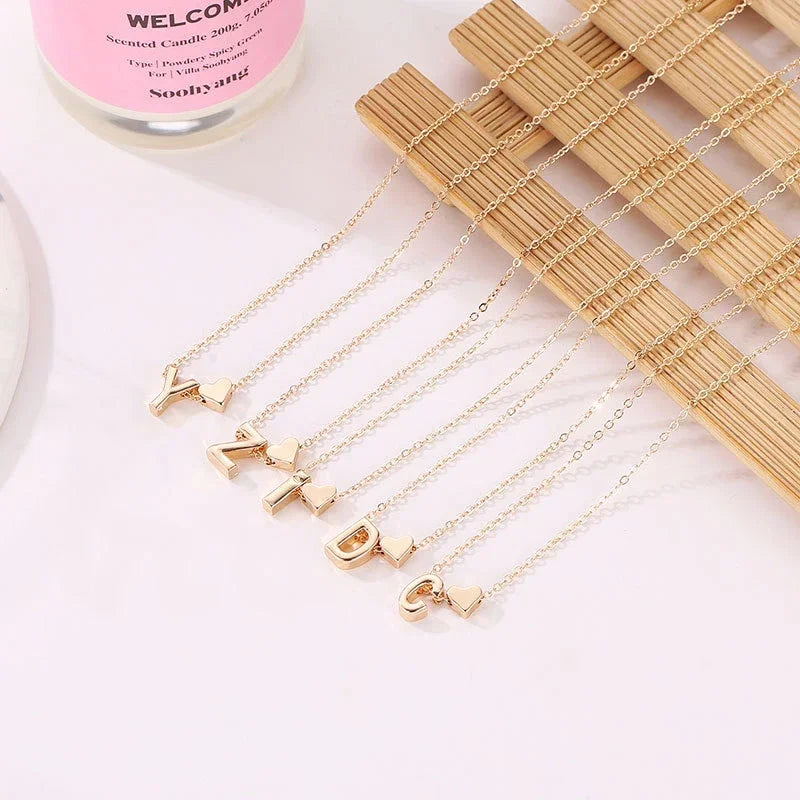 EPSINIA “Initial Heart” Necklace — Dainty Gold & Silver Letter Pendant Choker for Women