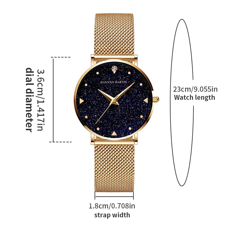 Women Luxury Watch 36mm Fashionable Frosted Dial Japanese Movement Rhinestone Rose Gold Stainless Steel Mesh Women Dress Watches
