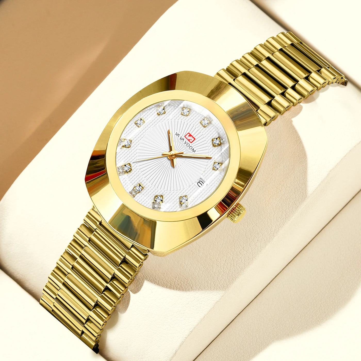 2024 New Women Oval Watch 34mm Stainless Steel Quartz Movement Brand Luxury Water Diamond Gold Black Casual Dress Banquet Watch