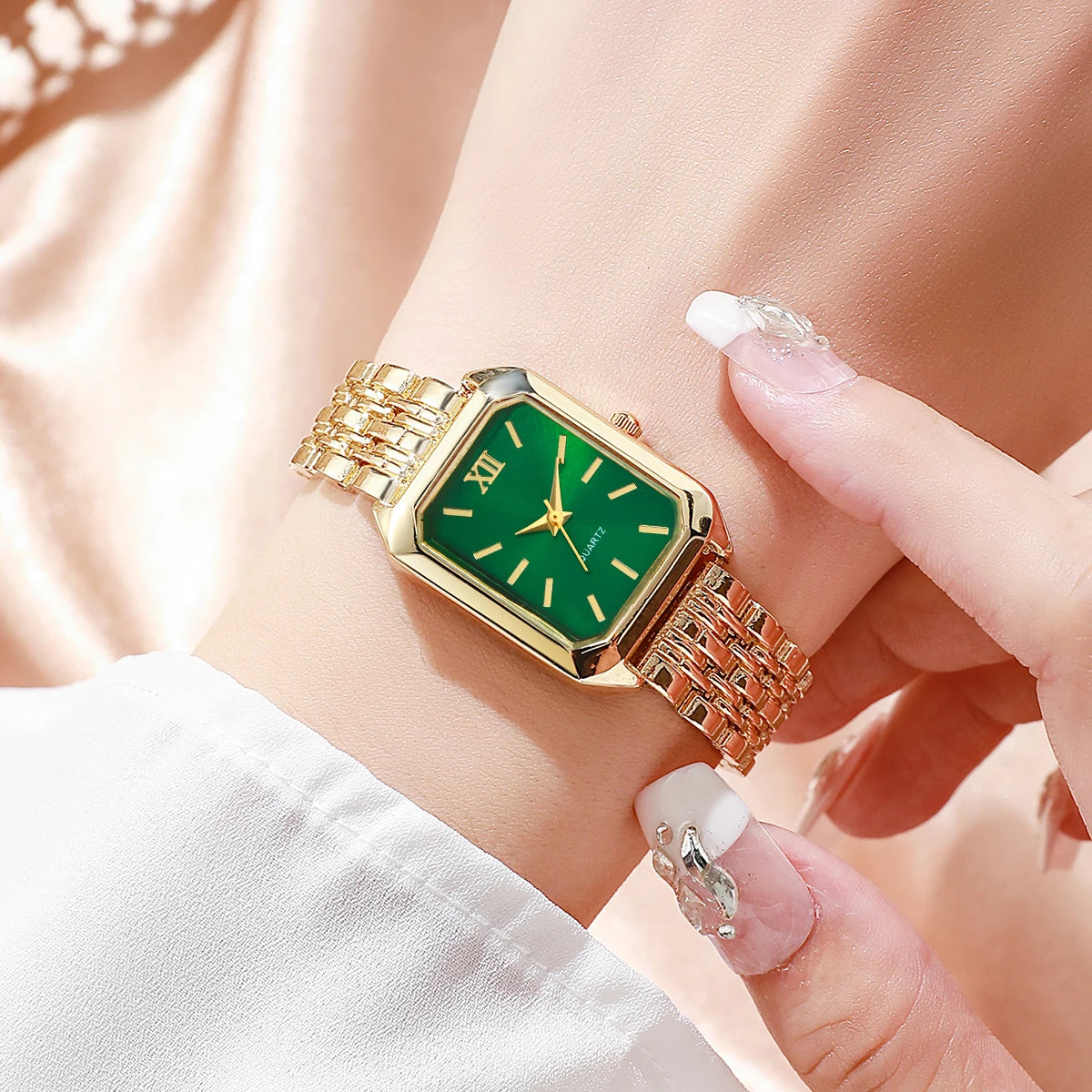 4/5/8/9PCS Fashion Rectangle Women Watches Set Luxury Analog Quartz Wristwatch For Ladies Clock Reloj Mujer(Without Box)