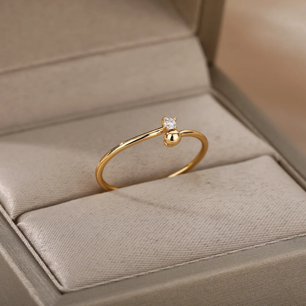 EPSINIA™ “Lumière” Ring — Tiny Beaded Stainless Steel Band with Cubic Zirconia · Elegant Wedding & Engagement Jewelry Gift for Women