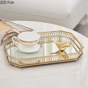Decorative Vintage Mirror Glass Storage Tray