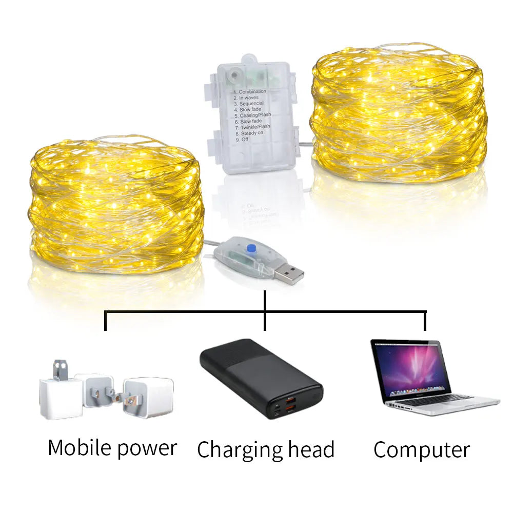 Copper Wire LED Fairy String Lights USB/Battery Box - Ma boutique