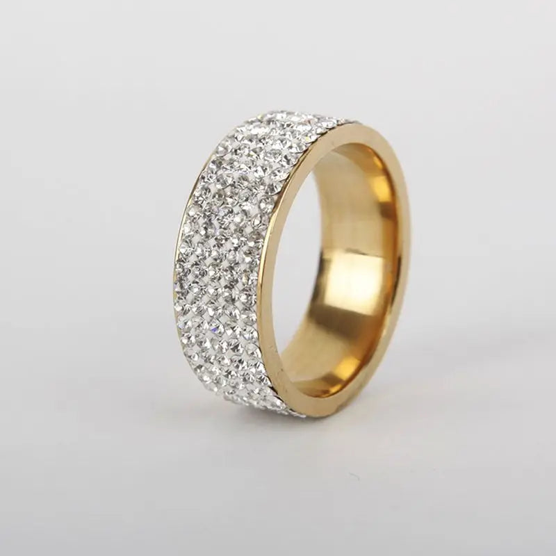 EPSINIA™ “Eterna” Ring — Unisex Stainless Steel Band with Crystal Rhinestones · Luxury Wedding & Engagement Jewelry (Sizes 7-12)