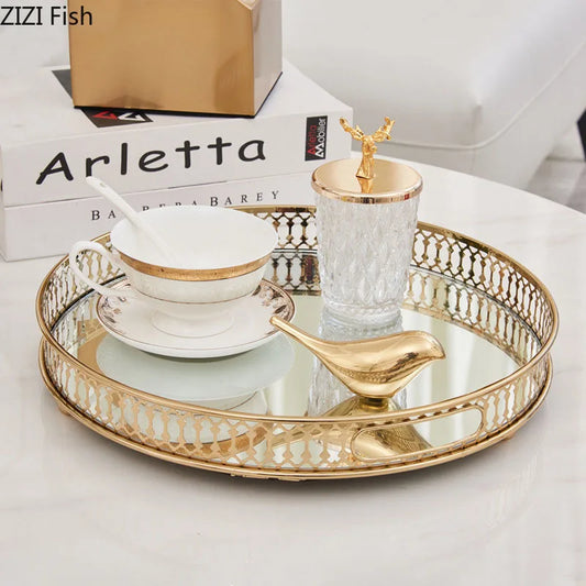 Decorative Vintage Mirror Glass Storage Tray
