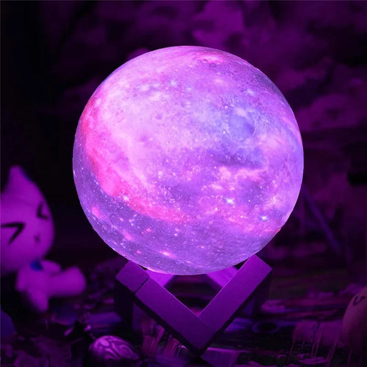 3D Print Moon Lamp 16 colors Remote LED Night Light