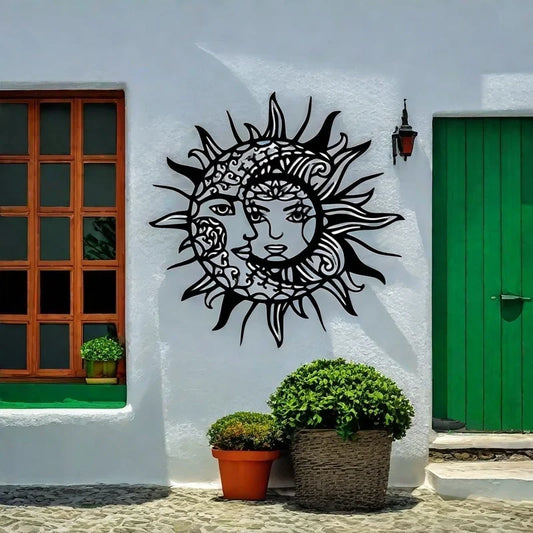 Sun and Moon Geometric Metal Wall Art